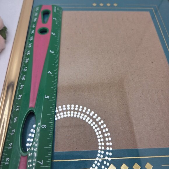 Vintage Retro Gold Metal Picture Frame 8x10 Paper Green Insert 5x7 Photo MCM - Picture 10 of 11
